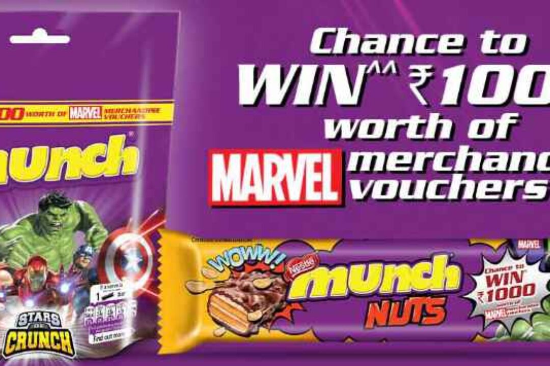 Marvel Free Vouchers Rs 1000 Marvel Merchandise for free  | Woohoo MUNCH NUTS Offer | Lot Code