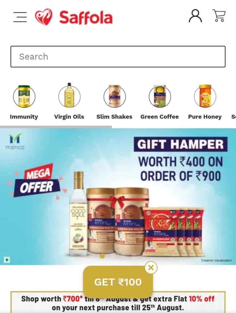 Free Rs.100 Shopping From Saffola Products Offer