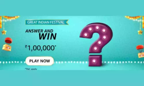 Amazon Great Indian Festival Quiz Answers | Win 100000
