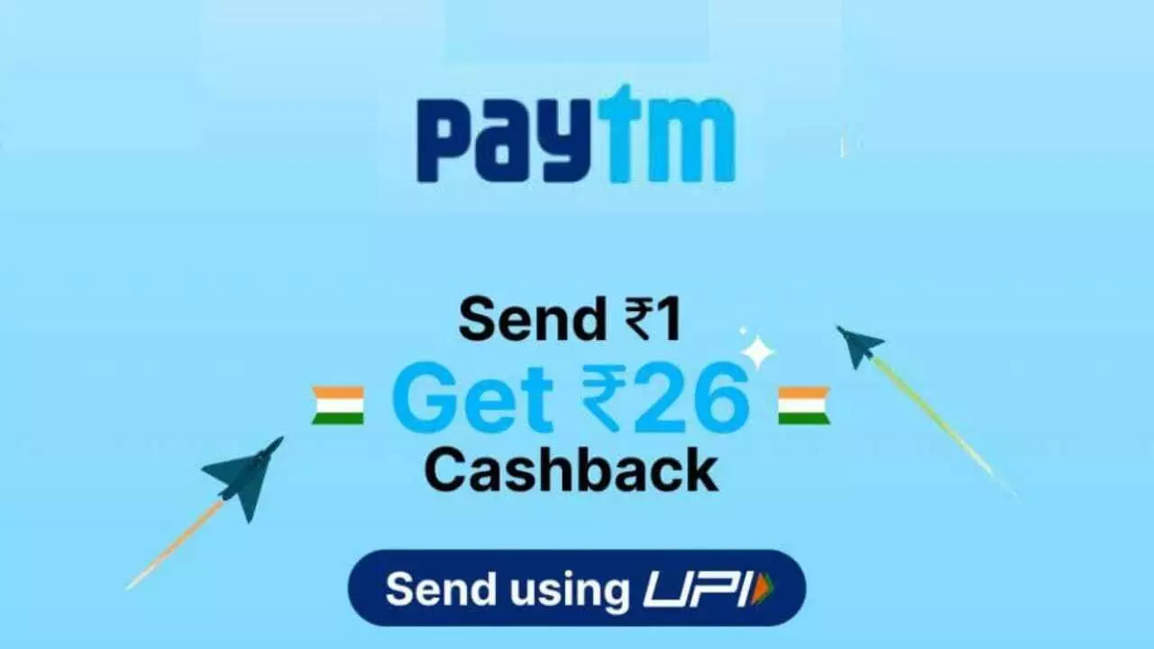 Read more about the article Paytm Send Rs.1 Get Rs.26 Cashback Offer Today On  Republic Day