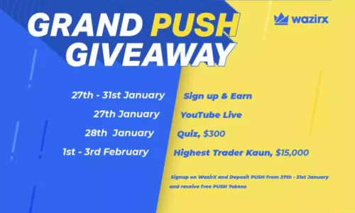 Wazirx Grand PUSH Token Giveaway New User Offer: Signup & Claim Free $20 worth PUSH