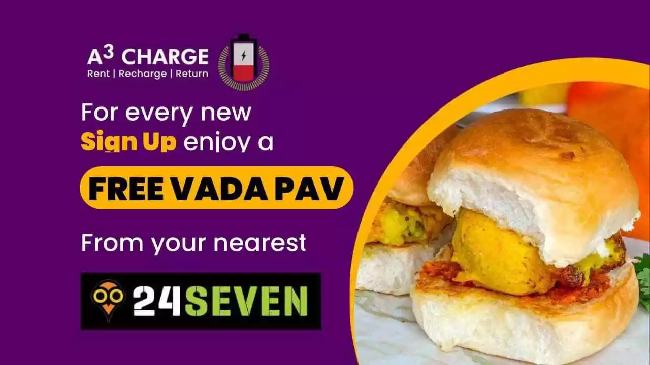 Read more about the article A3Charge Free Vada Pav Worth ₹55 From 24 SEVEN Store