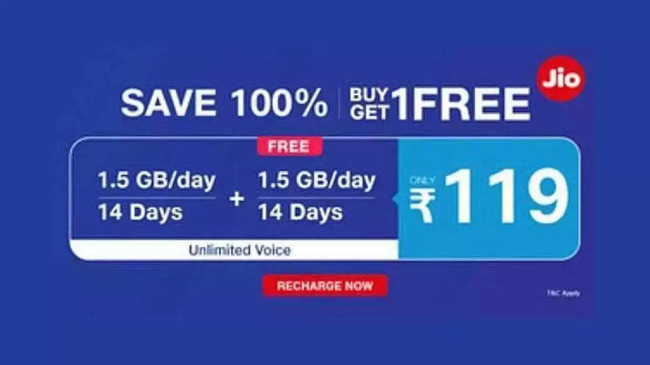 Read more about the article Jio 119 Plan Buy 1 Get 1 Free | Valid For Specific Users Only