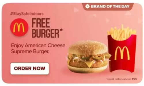Swiggy Free American Cheese Burger Offer On Order Above ₹99
