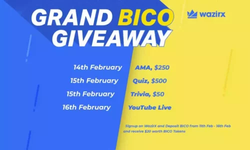 Wazirx Grand BICO Token Giveaway: Signup & Claim Free $20 worth BICO Tokens