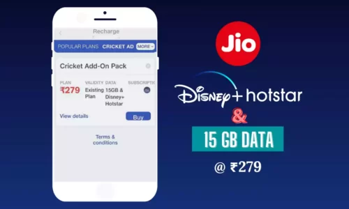 Disney+ Hotstar With ₹279 Jio Recharge Cricket Addon Plan & 15 GB Data