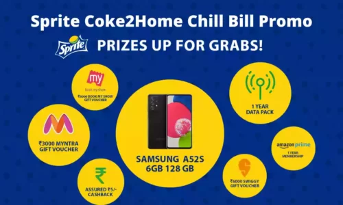 Redeem Sprite Coke2Home Chill Bill Code & Win Samsung A52S, Cashback, Vouchers, etc.