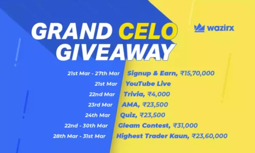 Wazirx Grand CELO Token Giveaway: Earn Free $40 | New Users Only