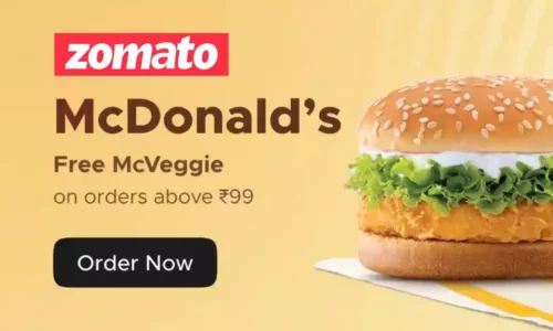Zomato McDonald’s Free McVeggie Burger Worth ₹115