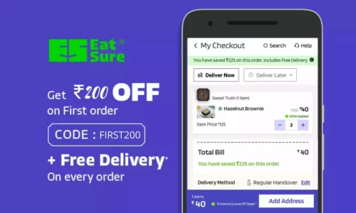 EatSure Coupon Code FIRST200: Flat ₹200 Off + Free Delivery