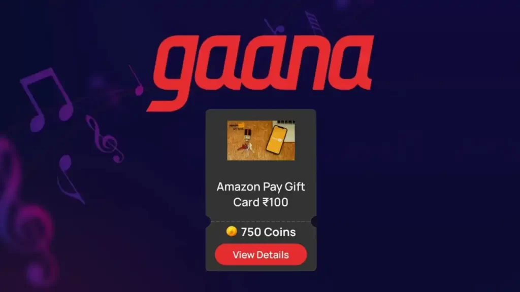 Gaana App Free Rs.100 Amazon Gift Card