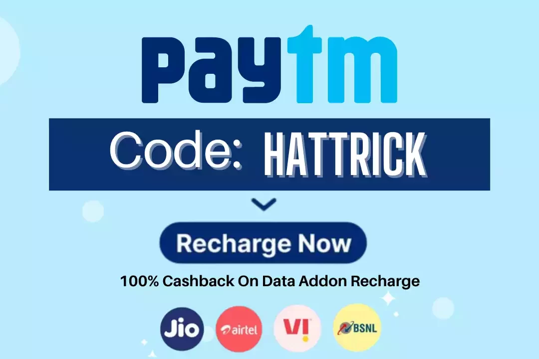 Paytm IPL Season Free Data Promocode HATTRICK: 100% Cashback