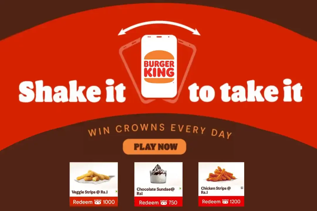 Burger King: Shake Phone, Collect Crowns & Get Deals @ Rs.1