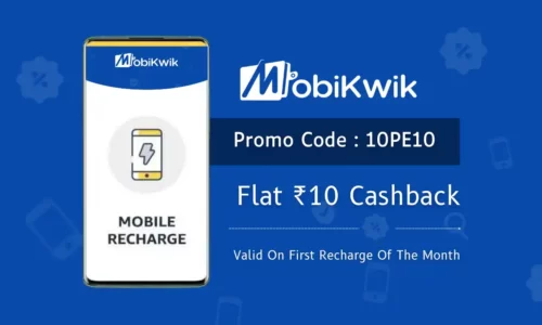 Mobikwik Free Recharge Promocode 10PE10: Get Flat Rs.10 Cashback