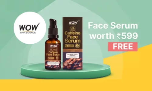 Paytm: Wow Free Caffeine Face Serum 30ml Worth ₹599 + 2 Freebies
