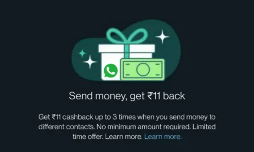 WhatsApp: Send Rs.1 & Get Rs.11 Cashback Upto 3 Times | Total ₹33