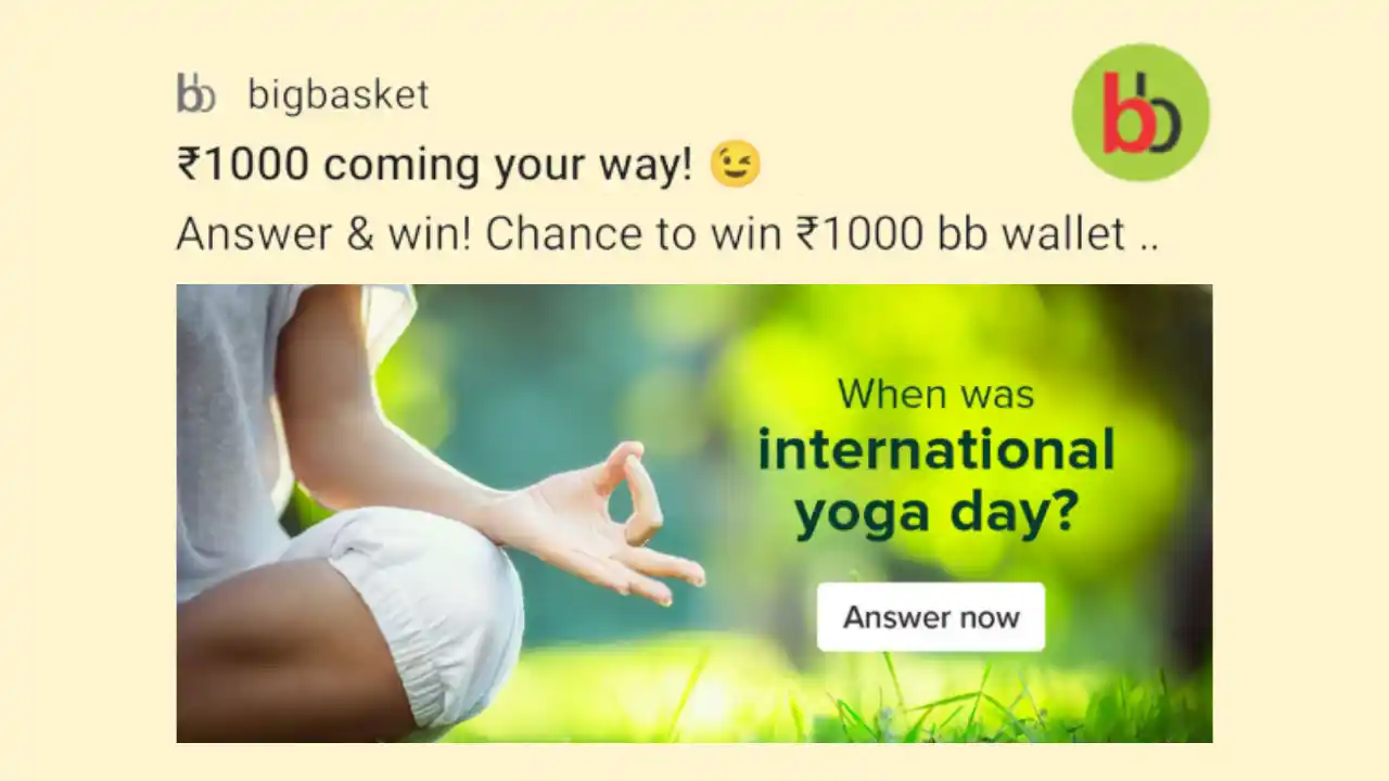 Read more about the article BigBasket Quiz Answers: Answer & Win ₹1000 BB Wallet Balance