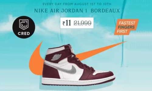 Cred Nike Air Jordan Bordeaux Shoes @ Rs.11 | Every Day Till 10th August