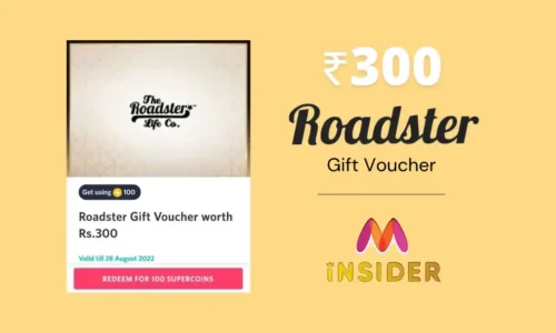 Myntra Insider Roadster Gift Voucher Worth ₹300 Using 100 Super Coins