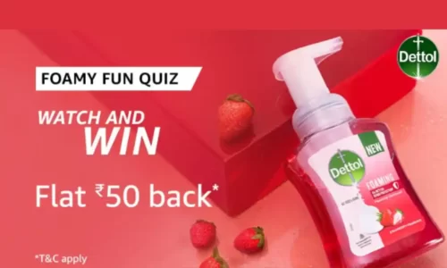 Amazon Foamy Fun Quiz Answers Today: Win Flat ₹50 Off Coupon