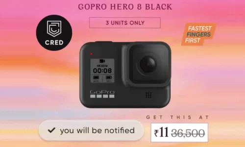 Cred Gopro Hero 8 Black @ Rs.11 Sale | 3 Units Only