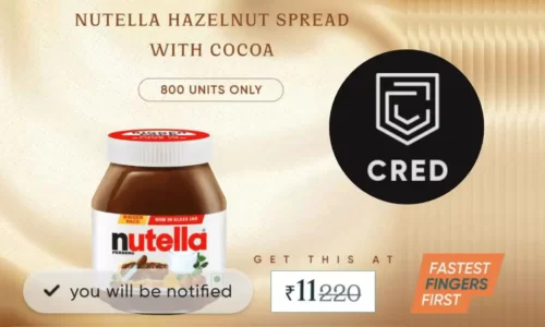 Cred Nutella Hazelnut Spread @ Rs.11 Sale | 800 Units Only
