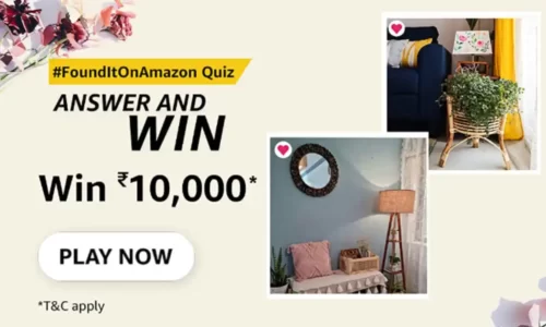 Found It On Amazon Quiz Answers Today: Win ₹10000 Cashback