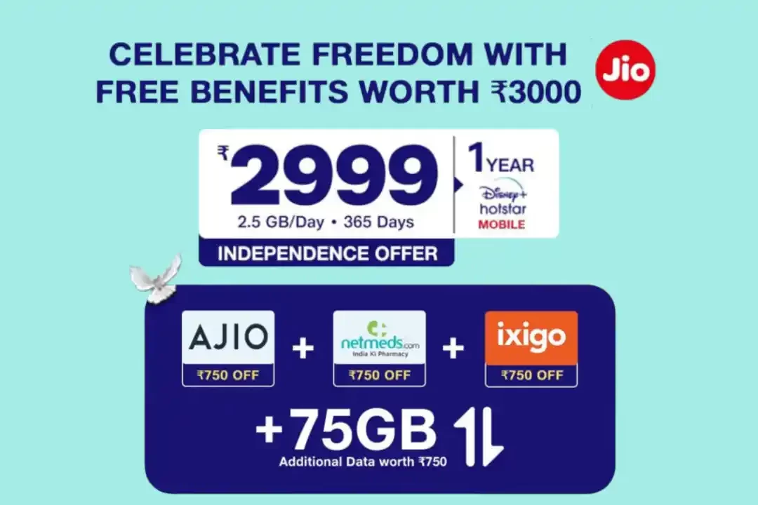 Jio 2999 Independence Offer 2022 | 100% Value Back Offer Benefits