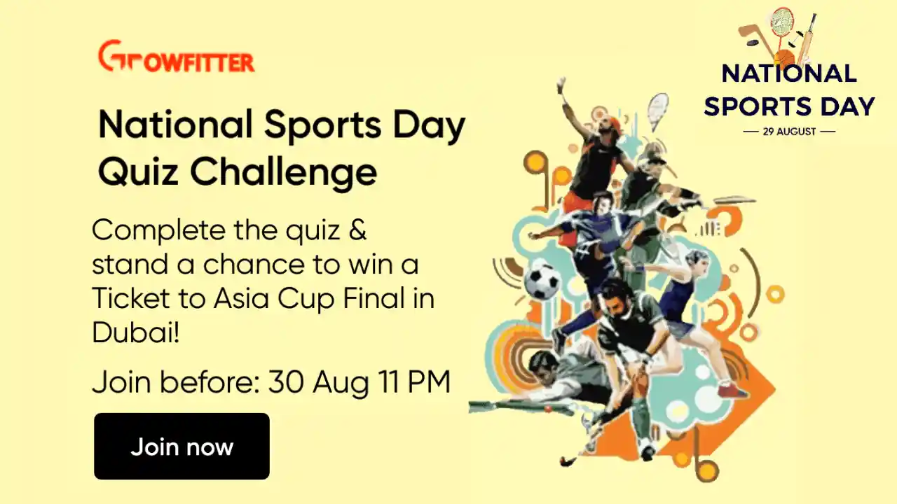 Read more about the article Growfitter National Sports Day Quiz Answers | Win Asia Cup Final Ticket & Coffee Mug