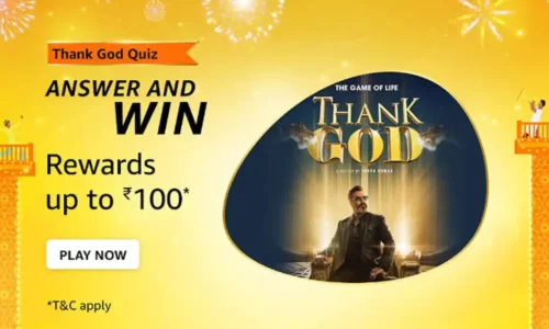 Amazon Thank God Quiz Answers Today: Win Upto ₹100 Cashback