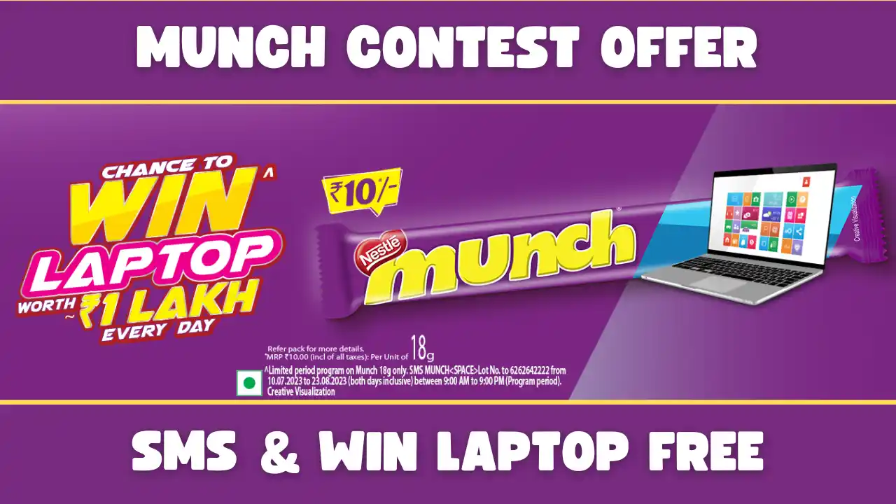 Read more about the article Munch LOT Number Offer | SMS And Win Laptop Worth ₹1 Lakh