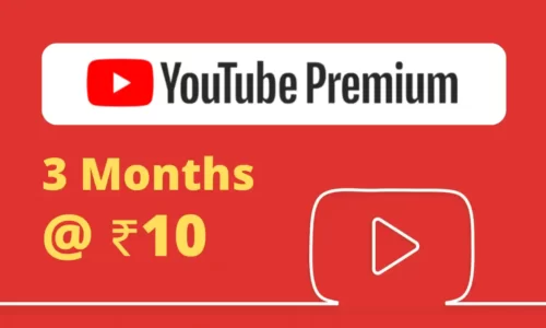 YouTube Premium @ Rs.10 For 3 Months Worth Rs.387