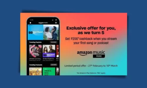 Amazon Prime Music ₹200 Cashback Voucher On Streaming First Song
