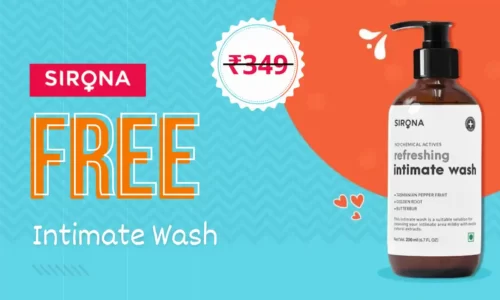 Sirona Free Intimate Wash 200 ml Worth ₹349 | Promo Code: SRNAFREE