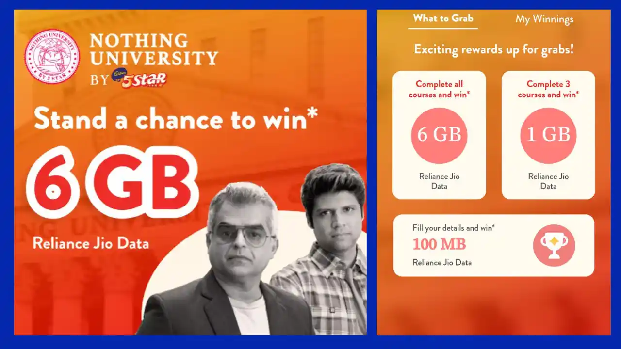 Read more about the article MyJio 5Star Nothing University Quiz: Answer & Win 1GB, 6GB Jio Data