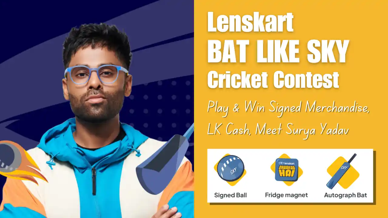 Read more about the article Lenskart Bat Like Sky Cricket Contest: Win Signed Ball, Bat, Fridge Magnet, LK Cash