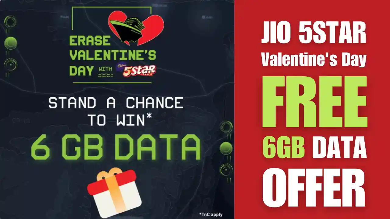 Read more about the article Jio 5Star Valentine’s Day Free 6GB Data Offer For All | Proof Added