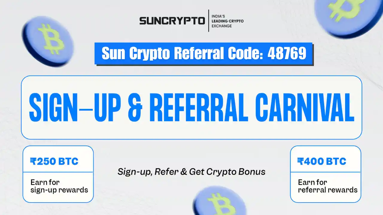 Read more about the article Sun Crypto Referral Code – 48769 | Signup & Claim ₹250 Bitcoin Free