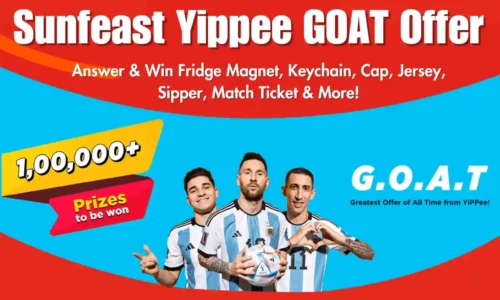 Sunfeast Yippee GOAT Offer: Win Jersey, Cap, Bag, Sipper | 1 Lakh Winners