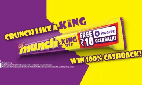 Munch Free ₹10 PhonePe Cashback Offer | Win 100% Cashback On King Size Pack
